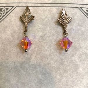 .925 Pink Swarovski Crystal Earrings